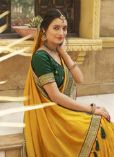 Lemon Yellow Colour Saree looking Marvelous
